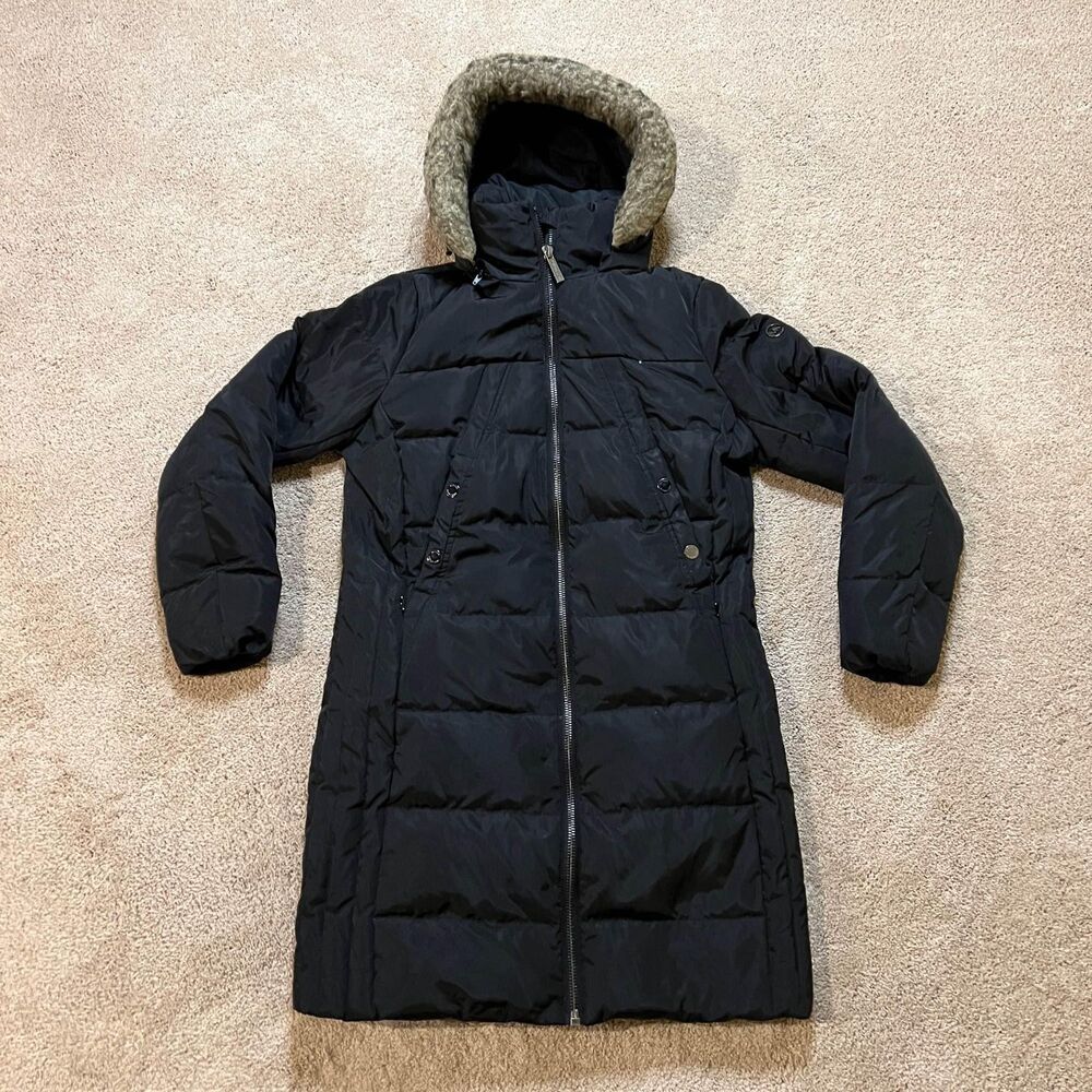 Women’s Micheal Kors Long Down Coat With Removable Hood Size Small